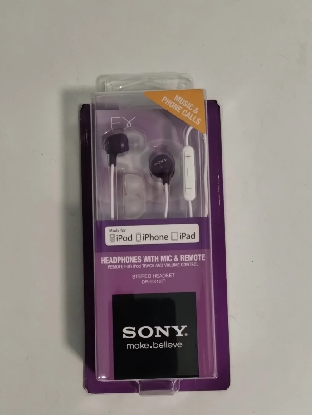 Sony Purple In-Ear Headphones with White Remote and Mic